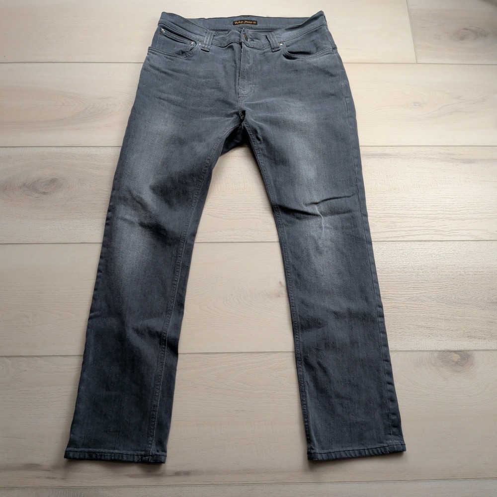 Nudie Jeans Thin Finn Mens 33x30 Organic Cotton Slim Straight Gray Made in Italy